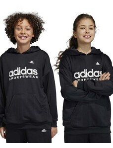 Dětská mikina adidas FT černá barva, s kapucí, s potiskem