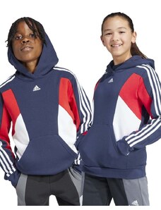 Dětská mikina adidas U 3S CB HOODIE tmavomodrá barva, s kapucí, vzorovaná