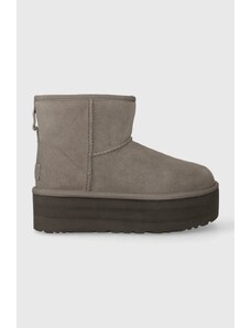 Semišové sněhule UGG Classic Mini Platform šedá barva, 1134991