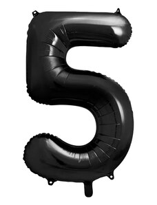 PartyDeco Balónek fóliový číslo 5 černý 100cm Party Deco