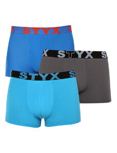 3PACK pánské boxerky Styx sportovní guma nadrozměr vícebarevné (3R10379)