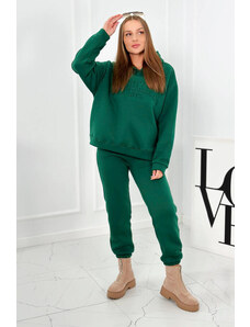 Kesi Zateplený bavlněný komplet, mikina + kalhoty Brooklyn tmavě zelená