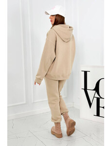 K-Fashion Izolovaná bavlněná souprava, mikina + kalhotami Brooklyn světle béžová
