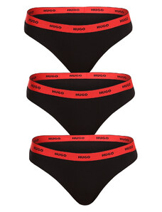 3PACK dámská tanga HUGO černá (50480150 005)