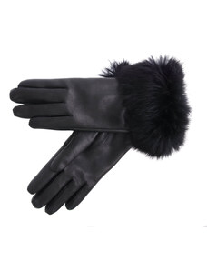 Dámské kožené rukavice Špongr MARION černé s kožešinovým lemem
