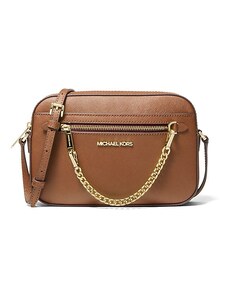 Michael Kors jet set large crossbody saffiano leather chain hnědá