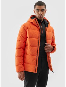 4F Pánská lyžařská péřová bunda se syntetickým peřím - oranžová
