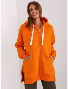 BASIC ORANŽOVÁ DELŠÍ MIKINA NA ZIP -ORANGE