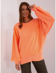 Fashionhunters Fluo oranžová oversize bavlněná mikina
