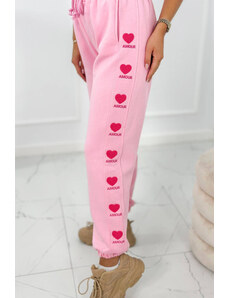 K-Fashion Bavlněné kalhoty Amour růžový