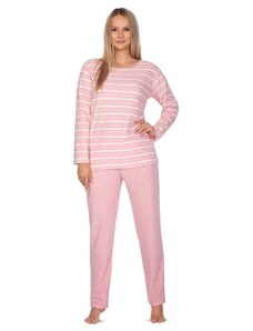 Regina Dámské froté pyžamo Agata růžové s pruhy