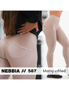 NEBBIA - Bubble Butt legíny s vysokým pasem Lifting Effect 587 (cream)