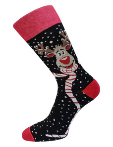 VFstyle Vánoční ponožky HAPPY REINDEER černé Velikost: 37 - 41, Balení: 1 ks