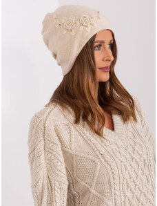 Fashionhunters Béžová pletená dámská čepice