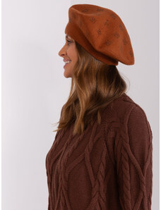Fashionhunters Světle hnědý dámský pletený baret