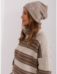 Fashionhunters Tmavě béžová dámská zimní čepice