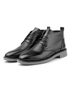Ducavelli London Genuine Leather Non-Slip Sole Lace-up Zippered Chelsea Daily Boots Black