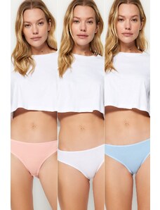 Trendyol Pink-White-Blue 3 Pack Cotton Classic Knitted Panties