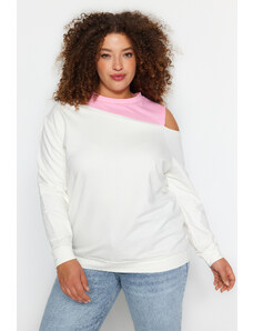 Trendyol Curve Ecru Plus Size Sweatshirt