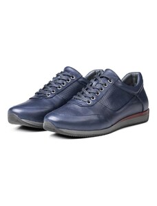 Ducavelli Lion Point Men's Casual Shoes From Genuine Leather With Plush Shearling, Navy Blue.