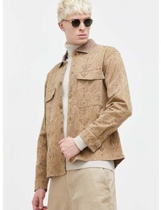Košilová bunda Abercrombie & Fitch béžová barva, oversize