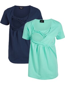 bonprix Těhotenské/kojicí tričko (2 ks v balení) Modrá