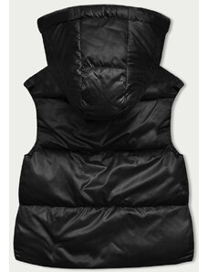 S'WEST Krátká černá dámská vesta s kapucí (B8156-1)
