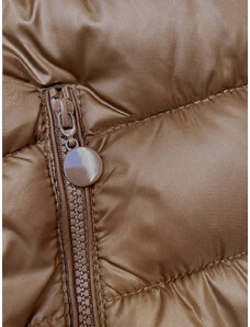 W COLLECTION Hnědá prošívaná dámská zimní bunda s kapucí (YP-22075-101)