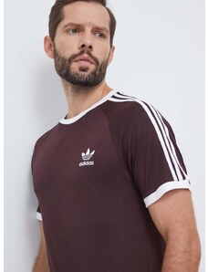 Bavlněné tričko adidas Originals hnědá barva, s aplikací