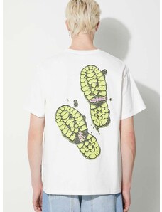 Bavlněné tričko Gramicci Footprints Tee bílá barva, s potiskem, G3FU.T071