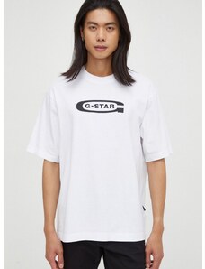 Bavlněné tričko G-Star Raw bílá barva, s potiskem