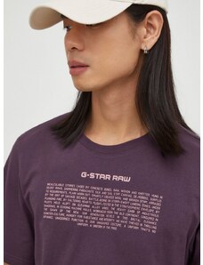 Bavlněné tričko G-Star Raw fialová barva, s potiskem