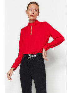 Trendyol Red High Collar Woven Blouse