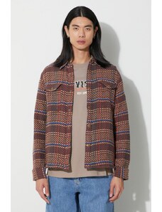 Košilová bunda Corridor Corded Plaid Shirt Jacket hnědá barva, JKT0149