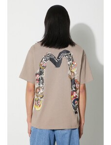Bavlněné tričko Evisu Kumadori Daruma Double Daicock Printed béžová barva, s potiskem, 2EAHTM3TS1099RXCT
