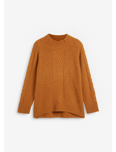 bonprix Oversize vlněný svetr s podílem Good Cashmere Standard Hnědá
