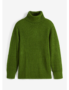bonprix Pletený svetr s rolákovým límcem Zelená
