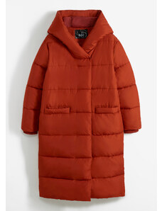 bonprix Vatovaný oversize kabát s kapucí, z recyklovaného polyesteru Hnědá