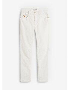 bonprix Strečové, manšestrové kalhoty Slim Fit s kontrastními švy Bílá