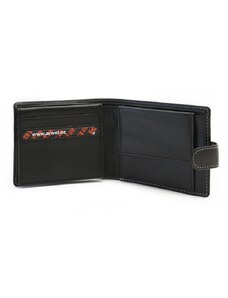 Arwel Černá pánská kožená peněženka se zápinkou s kontrastními švy