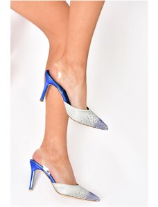 Fox Shoes P931536209 Saxon Blue Pointed Toe Women's Shoes with Thin Heels P93153620