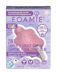 Foamie Kids Turtelly Cute 2in1 Shampoo & Shower Body Bar 80 g Tuhá sprchová péče 2v1 pro děti