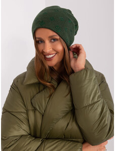 Fashionhunters Tmavě zelená dámská pletená čepice