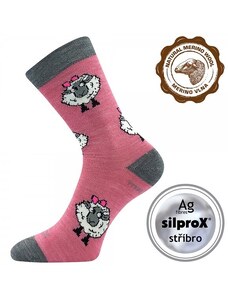 VLNĚNKA DĚTSKÁ teplé veselé merino ponožky VoXX růžová 25-29
