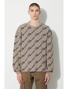 Vlněný svetr Represent Jaquard Sweater pánský, hnědá barva, lehký