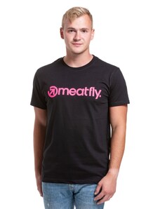 Meatfly pánské tričko s krátkým rukávem Joe Black/Pink Neon | Černá | 100% bavlna