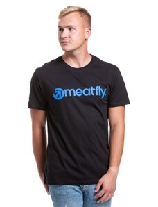 Meatfly pánské tričko s krátkým rukávem Joe Black/Blue Neon | Černá | 100% bavlna
