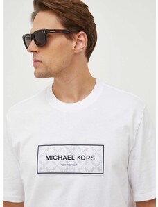 Bavlněné tričko Michael Kors bílá barva, s aplikací