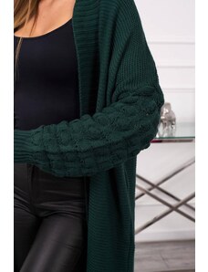MladaModa Dlouhý kardiganový svetr s netopýřími rukávy model 2020-9 tmavě zelený