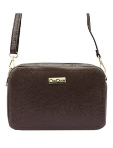 Kožená crossbody kabelka MiaMore 01-063 tmavě hnědá